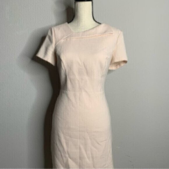Vince Camuto Light Pink Short Sleeve Sheath Midi Dress Side Slit - Picture 4 of 14